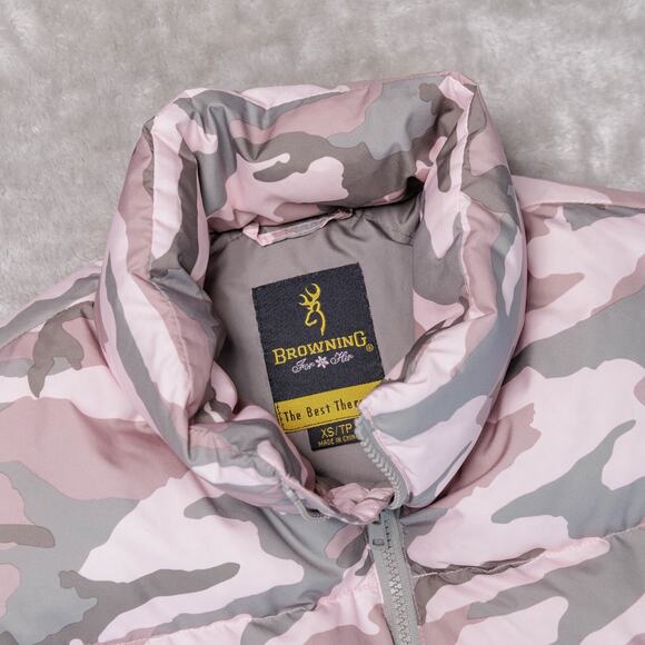 Browning Pink Camouflage Camo Goose Down Puffer Vest Womens Size XS - Picture 4 of 15